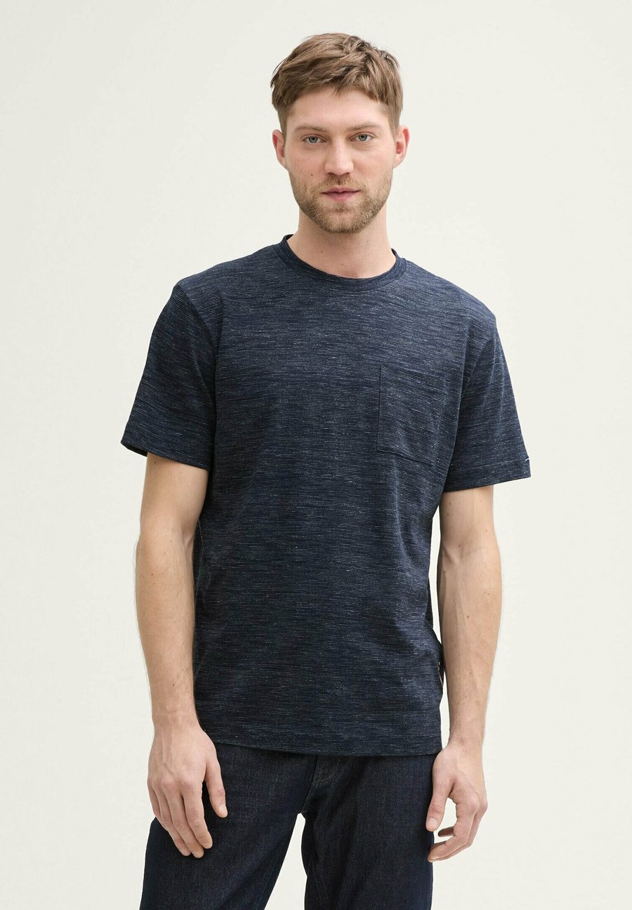

Футболка TOM TAILOR Basic T-shirt, Sky Captain Blue Stripy Inject/Dark Blue