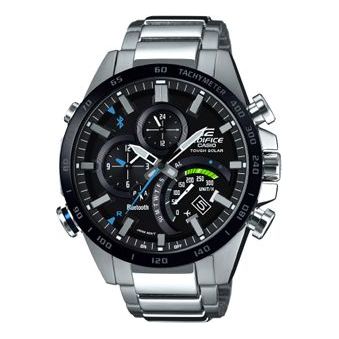 

Часы CASIO EDIFICE Quartz Waterproof Solar Powered Stainless Steel Strap Mens Black Analog, черный