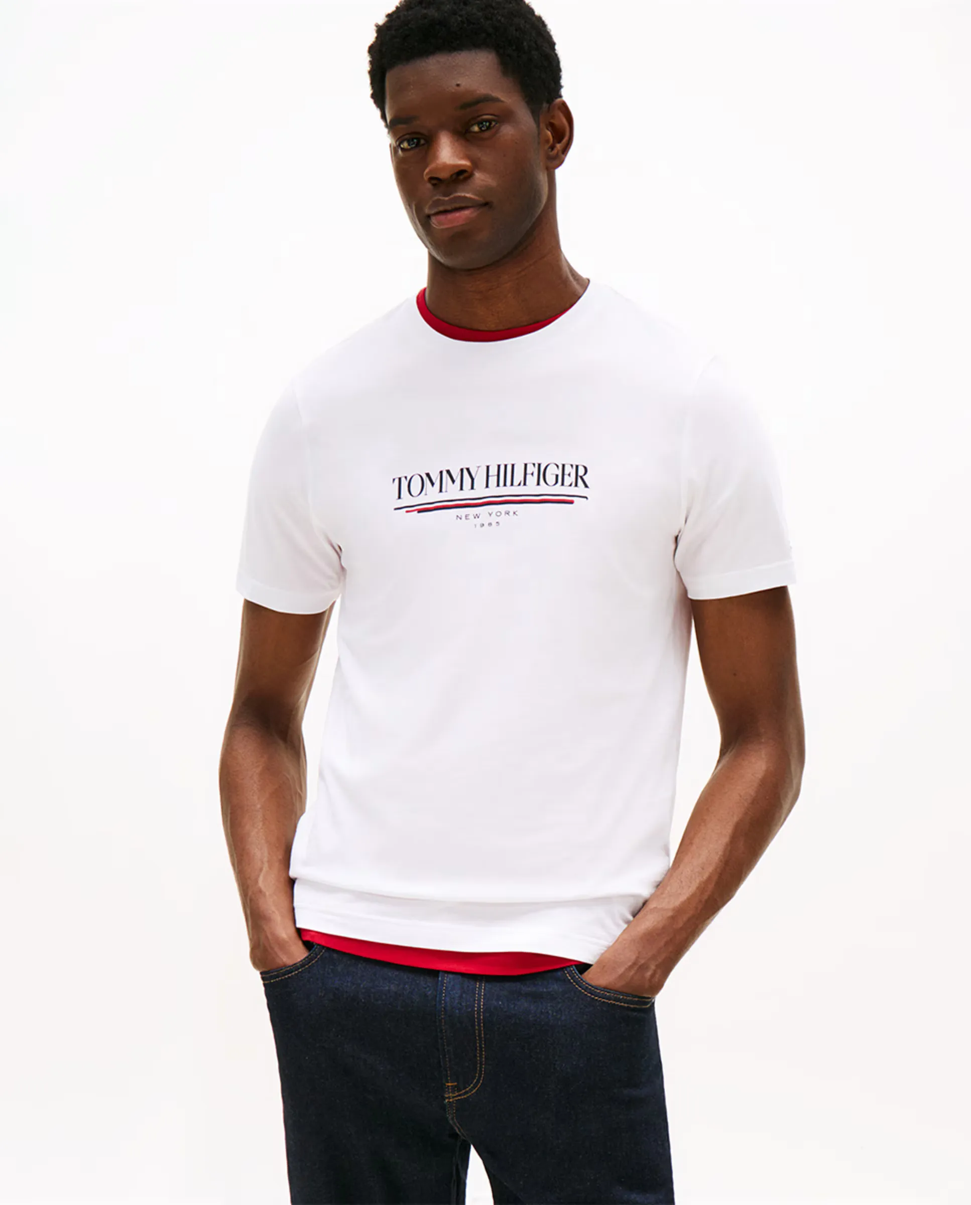 

Мужская однотонная футболка с коротким рукавом Tommy Hilfiger, белый