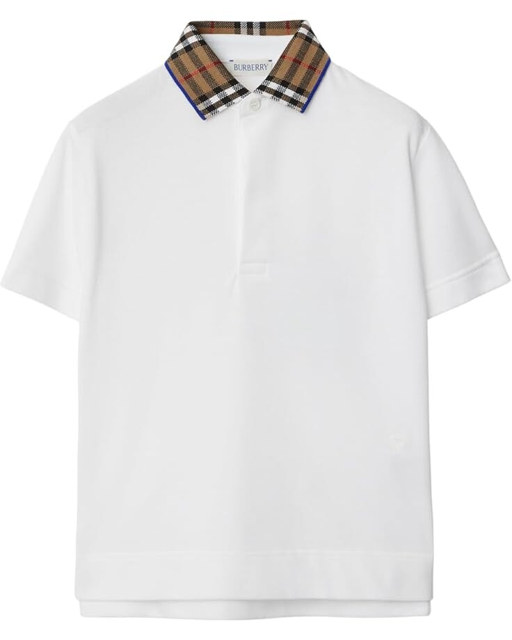 

Поло Burberry Kids Johane Check EKD Polo Shirt, белый