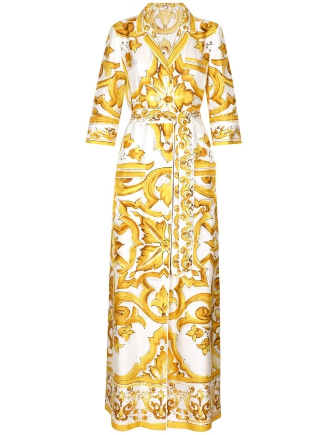

Dolce & Gabbana шелковое платье макси Majolica, желтый