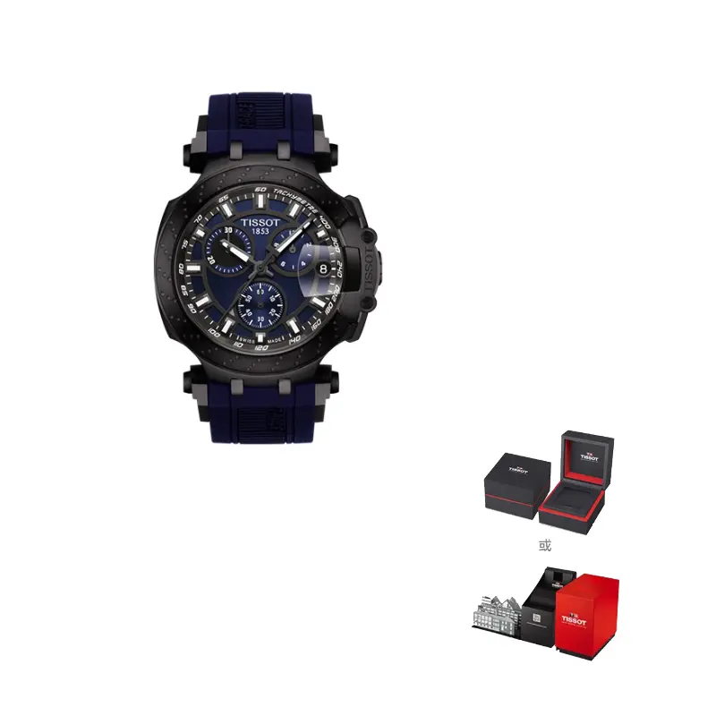 

TISSOT Часы Race Collection Quartz Movement Men's Watch Watch 43mm Blue Dial Stainless Steel Case Rubber Strap, Blue Dial