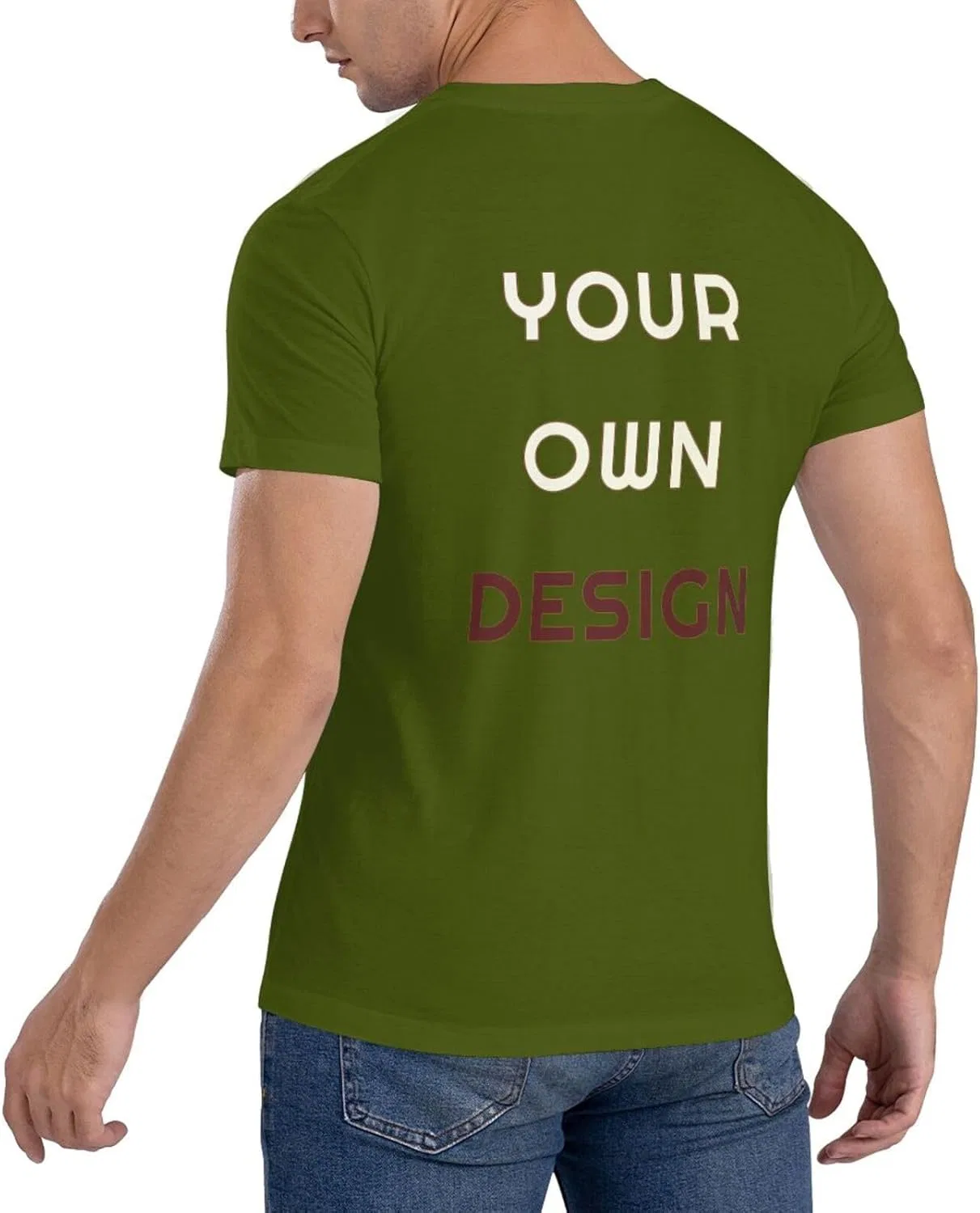 Футболка хлопковая Customizable T Shirts для мужчин, Moss Green — фото 2