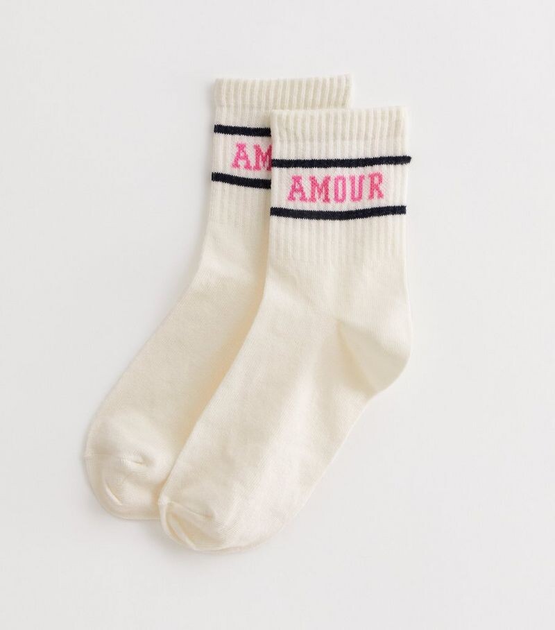 

Носки Off White Amour в рубчик New Look, белый