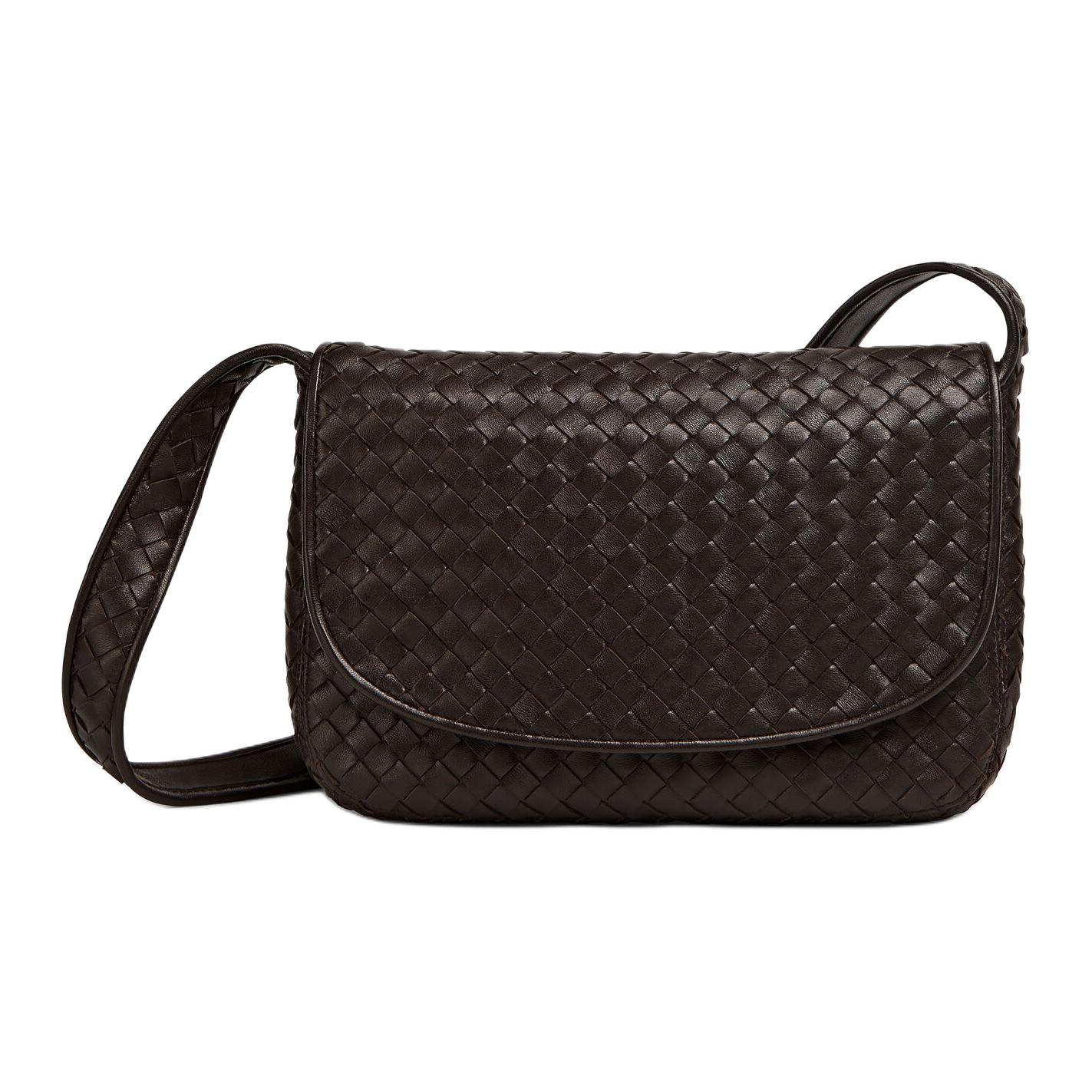 

Bottega Veneta Плетёная кожаная сумка через плечо мужская шоколадно-коричневая