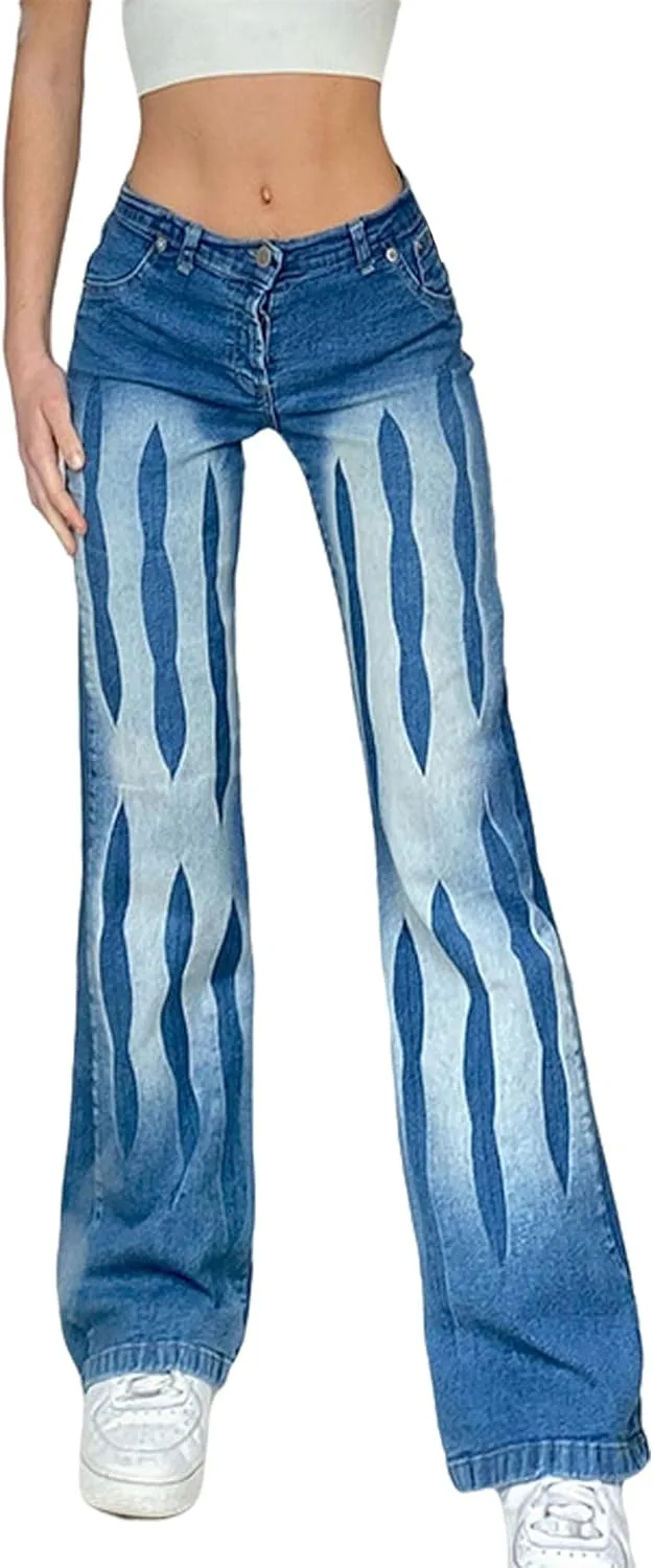 

SOMTHRON женские джинсы в полоску широкие прямые мид-вейст