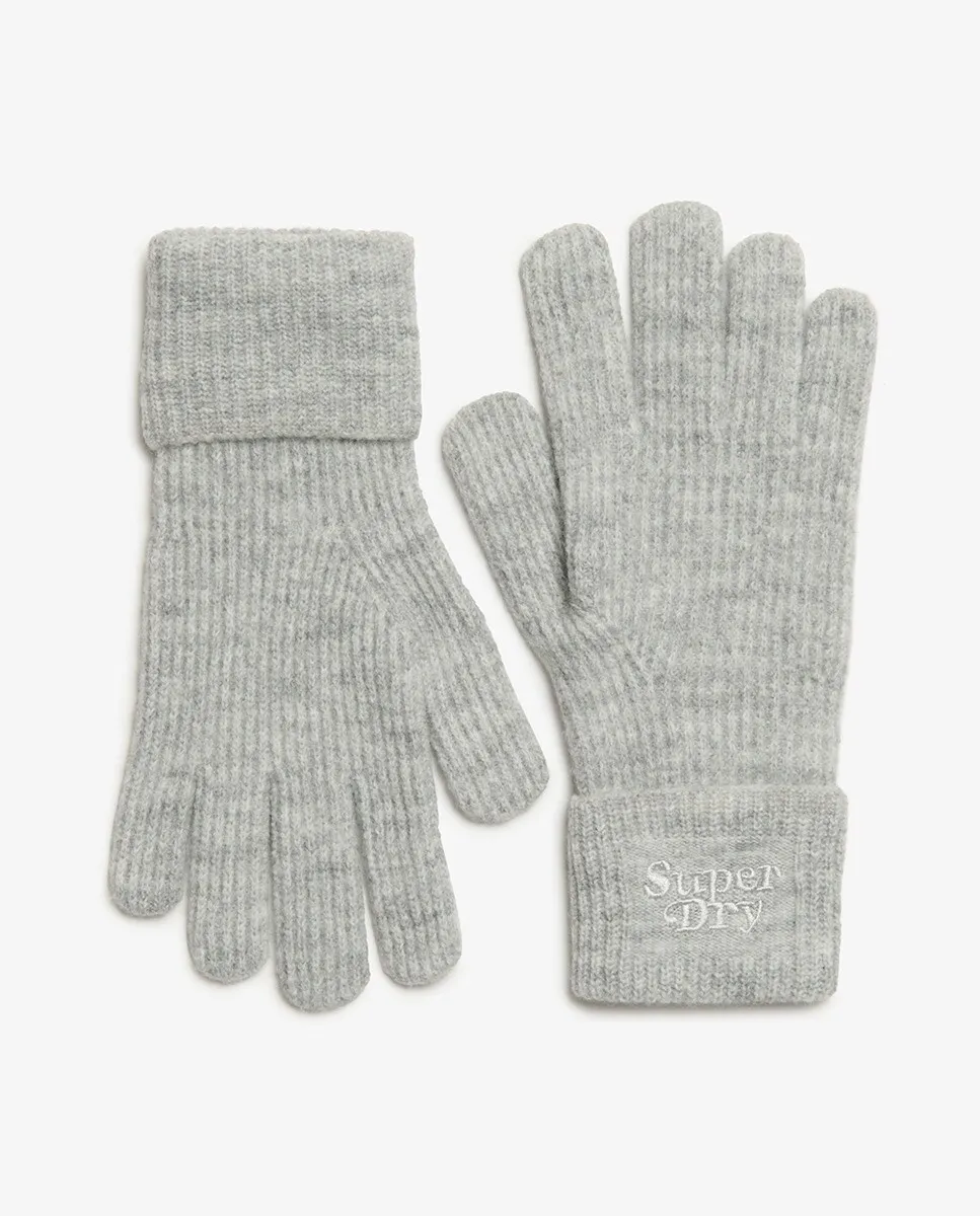 

Женские мягкие трикотажные перчатки в рубчик Superdry, серый