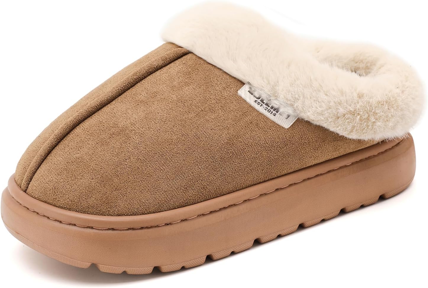 

женские тапочки на платформе с искусственным мехом и противоскользящей подошвой Yueerlu, коричневый