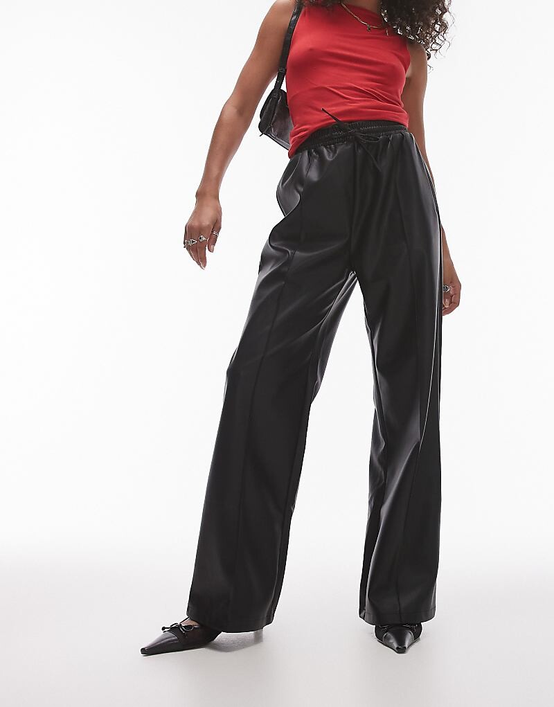 

Topshop – Черные джоггеры из искусственной кожи