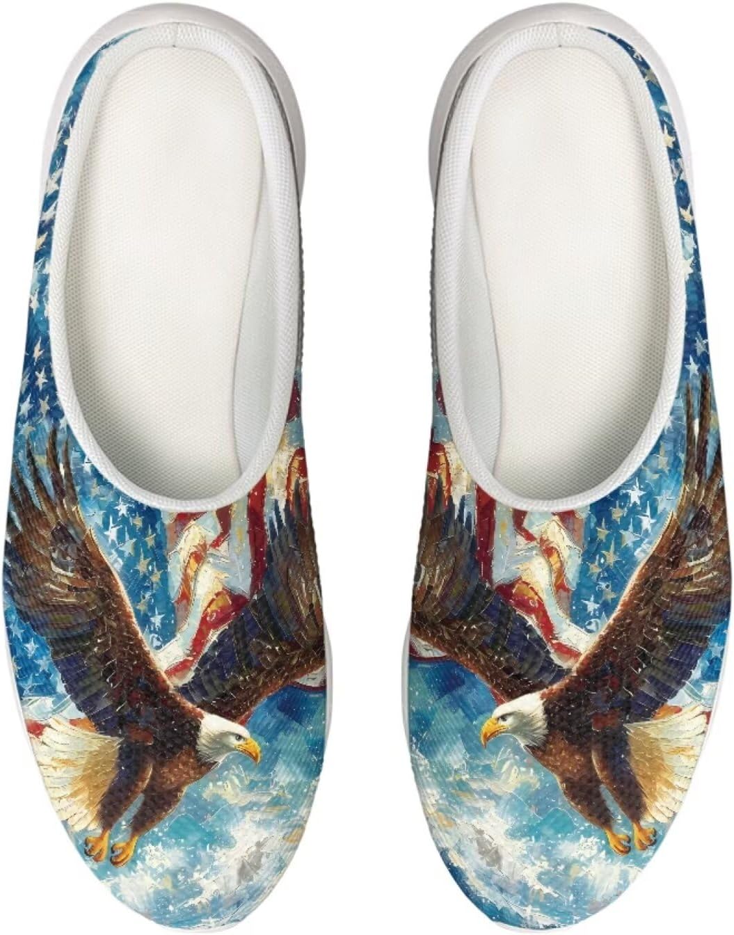 

Кроссовки-сабо Forchrinse с гавайской пальмой для мужчин и женщин, открытая пятка, легкие, дышащие, для дома, работы и спортзала, American Flag Eagle