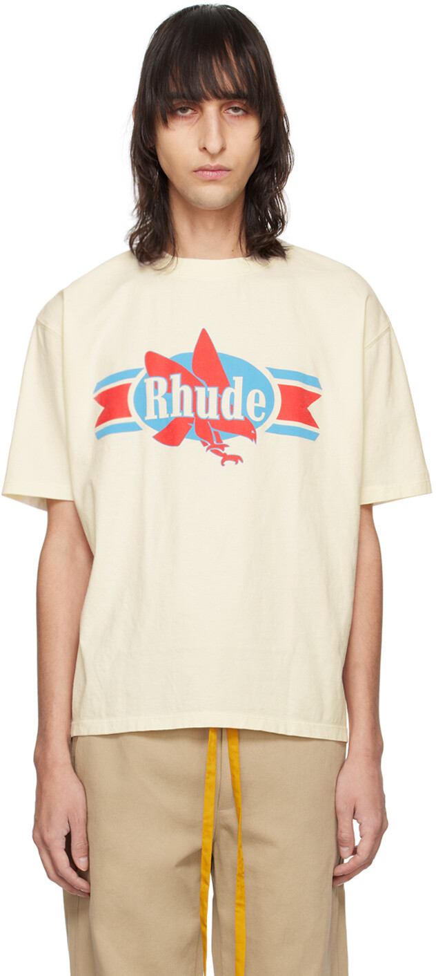 

Кремового цвета футболка с шевронным орлом Rhude, цвет Vtg white