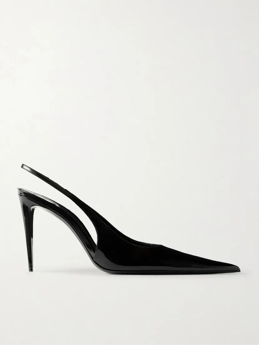 Лакированные туфли-лодочки Guermantes с ремешком сзади SAINT LAURENT, черный
