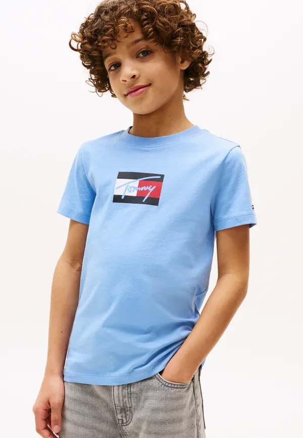 Футболка с принтом Tommy Hilfiger Script Flag Print, голубой