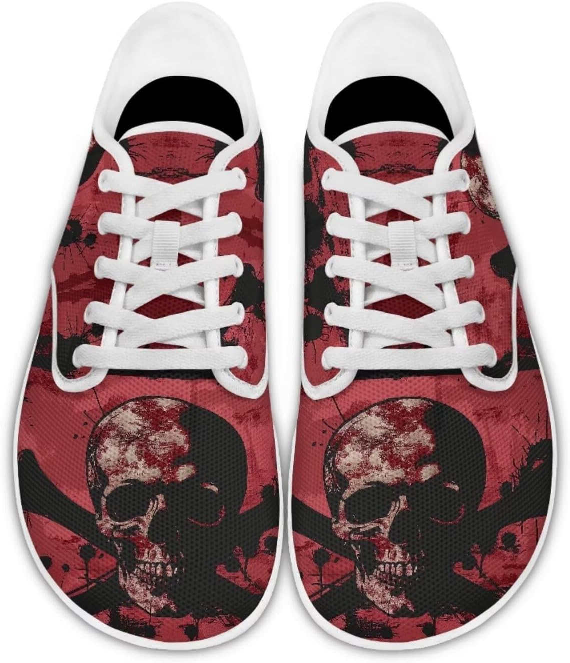 

Женские кроссовки с черепом, для бега и прогулок, спортивные, с шнуровкой, для тенниса и повседневного отдыха Ecaestolph, красный