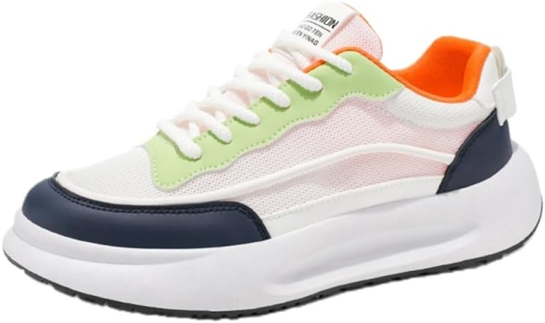 

Мужские дышащие удобные спортивные кроссовки с толстой подошвой, шнуровкой и однотонным цветом, резиновые, для бега на улице и фитнес-тренировок Fusecottc, зеленый