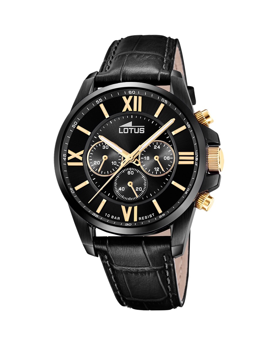 

Мужские часы 18881/3 Chrono черные кожаные LOTUS, черный