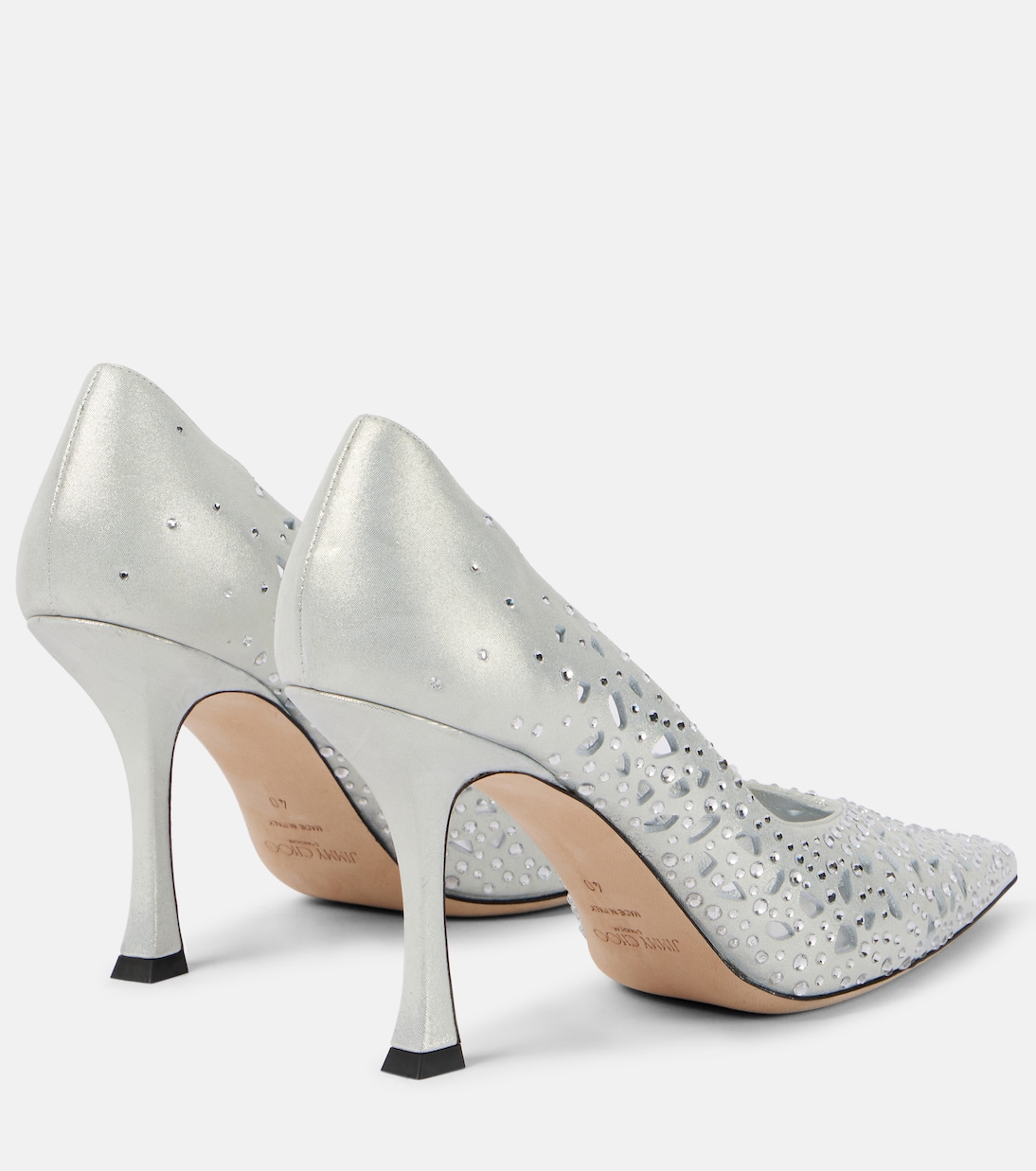 Туфли-лодочки Ziri 90 из замши с декором Jimmy Choo, серебряный — фото 2