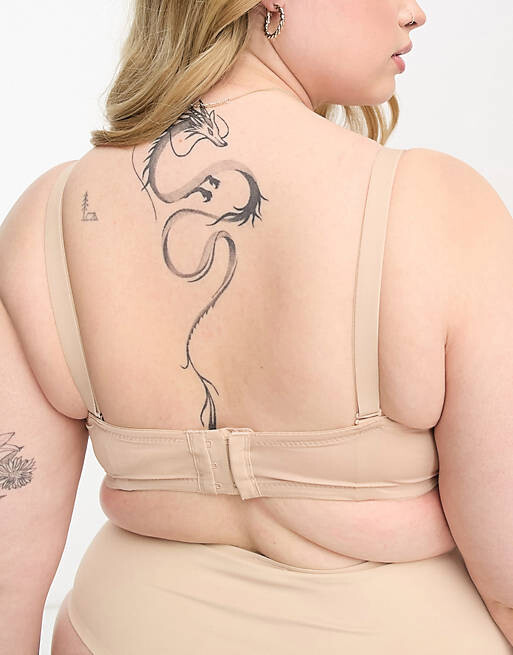 

Бежевый формованный бюстгальтер без бретелек из микрофибры ASOS DESIGN Curve