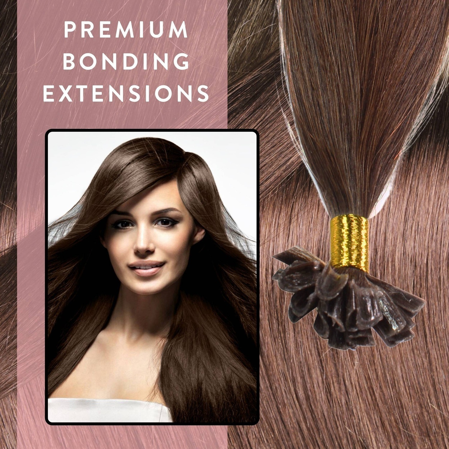 Накладные волосы bonding extensions premium echthaar #4/77 mittelbraun braun-intensiv 0,8g Hair2Heart, 50cm, количество 25 шт. — фото 2