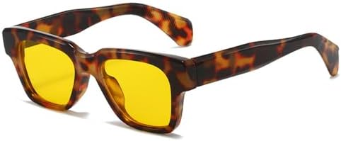 

Модные квадратные солнцезащитные очки для женщин в стиле ретро, ​​желто-синие оттенки, защита от ультрафиолета UV400, трендовые солнцезащитные очки для мужчин MTZJH, Leopard Yellow