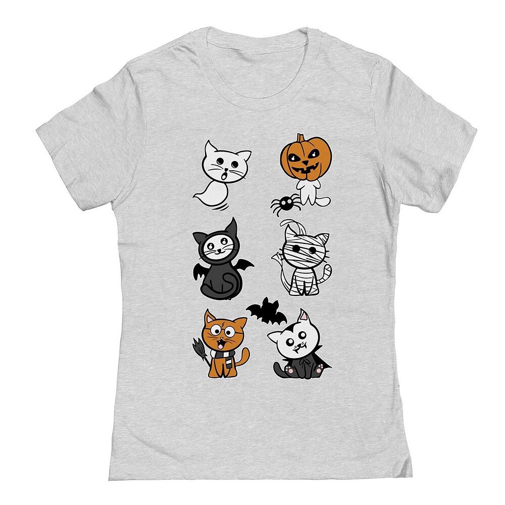 

Футболка Junior's Halloween Cats с рисунком Хэллоуина, цвет Heather Gray
