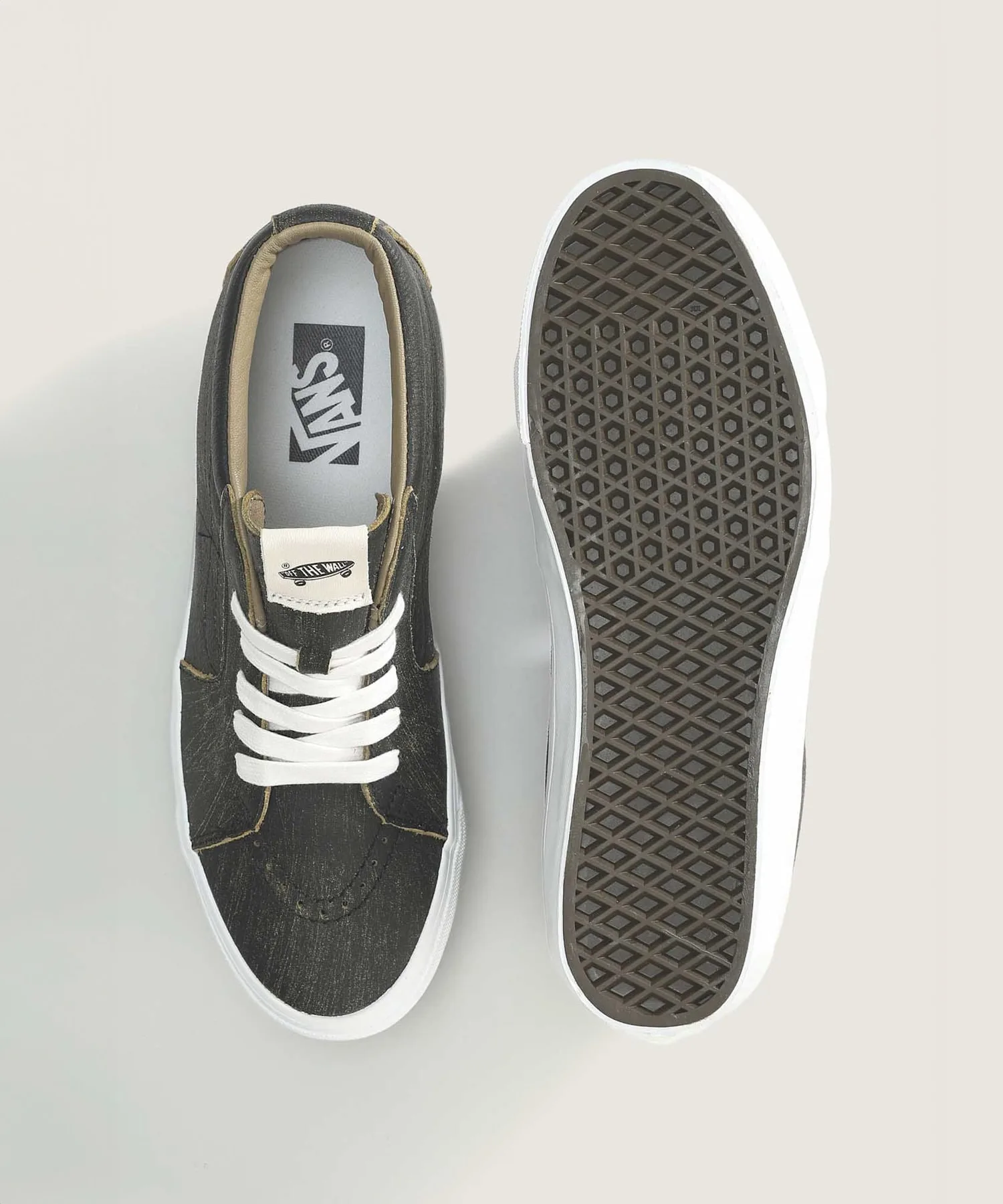 Кроссовки мид кат из натуральной кожи VANS SK8-Mid Aged Leather LX черные — фото 3