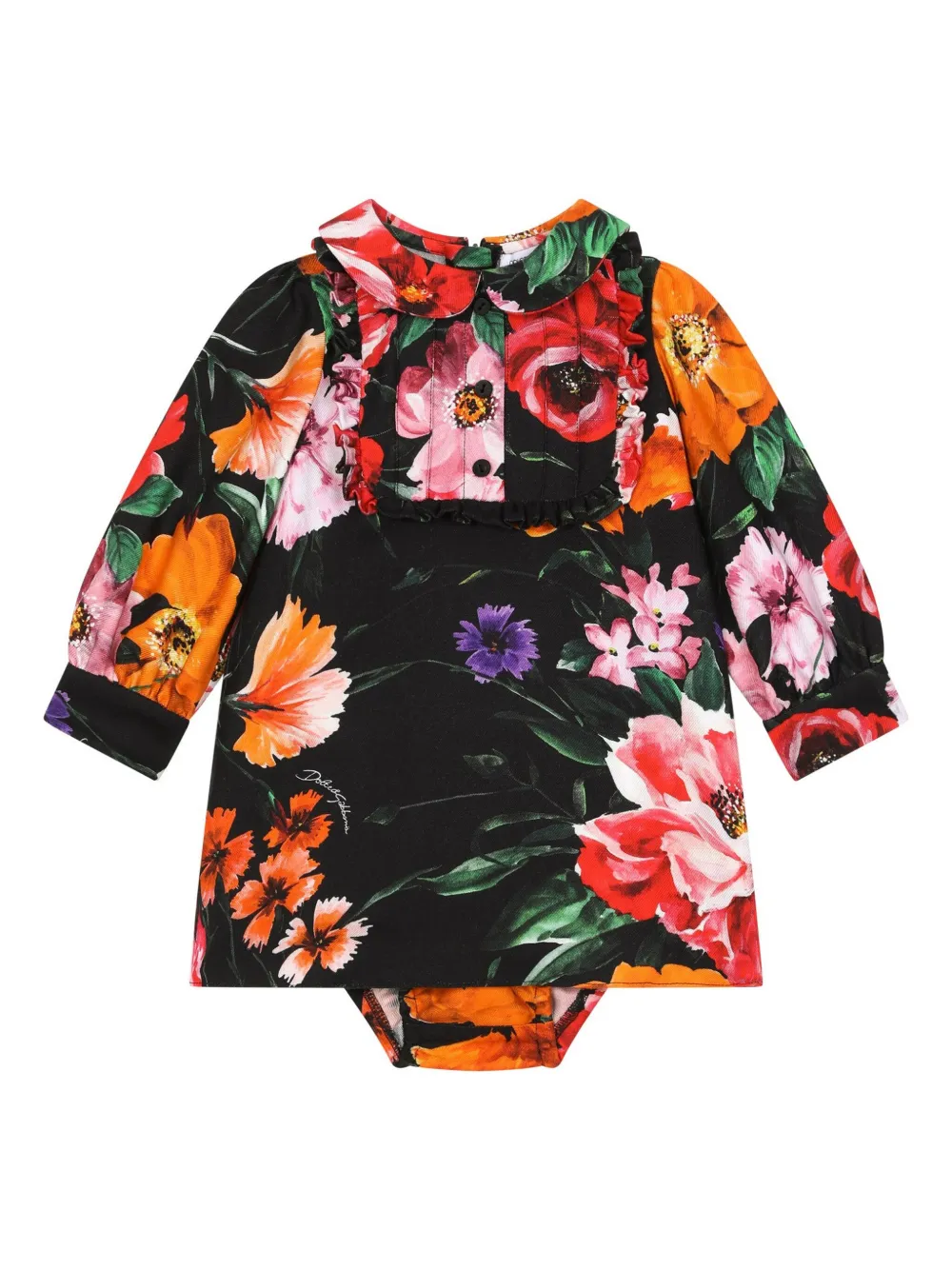

Платье с цветочным принтом Dolce & Gabbana Kids, черный