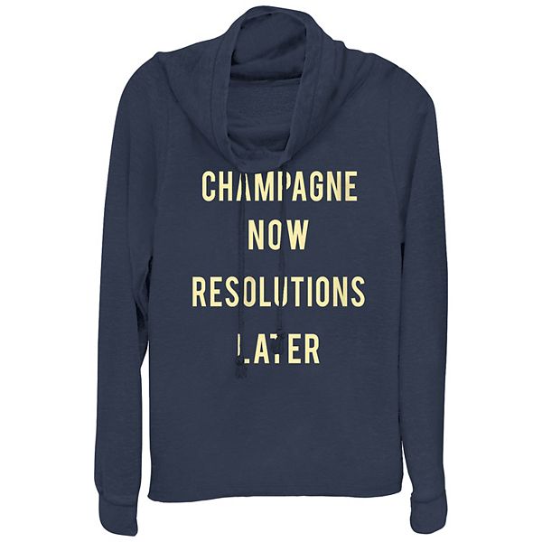 

Женский свитер с капюшоном и длинными рукавами Champagne now resolutions later Unbranded
