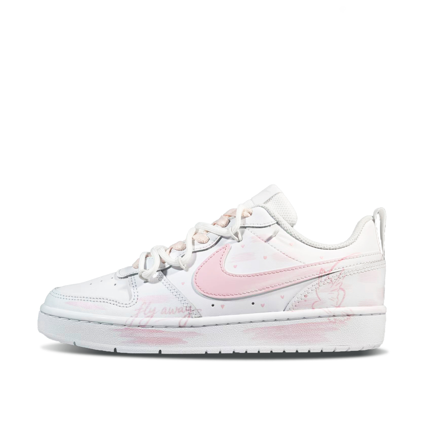

Nike Court Borough Heart Dove нескользящие низкие детские скейтбординг кроссовки Pink White для подростков
