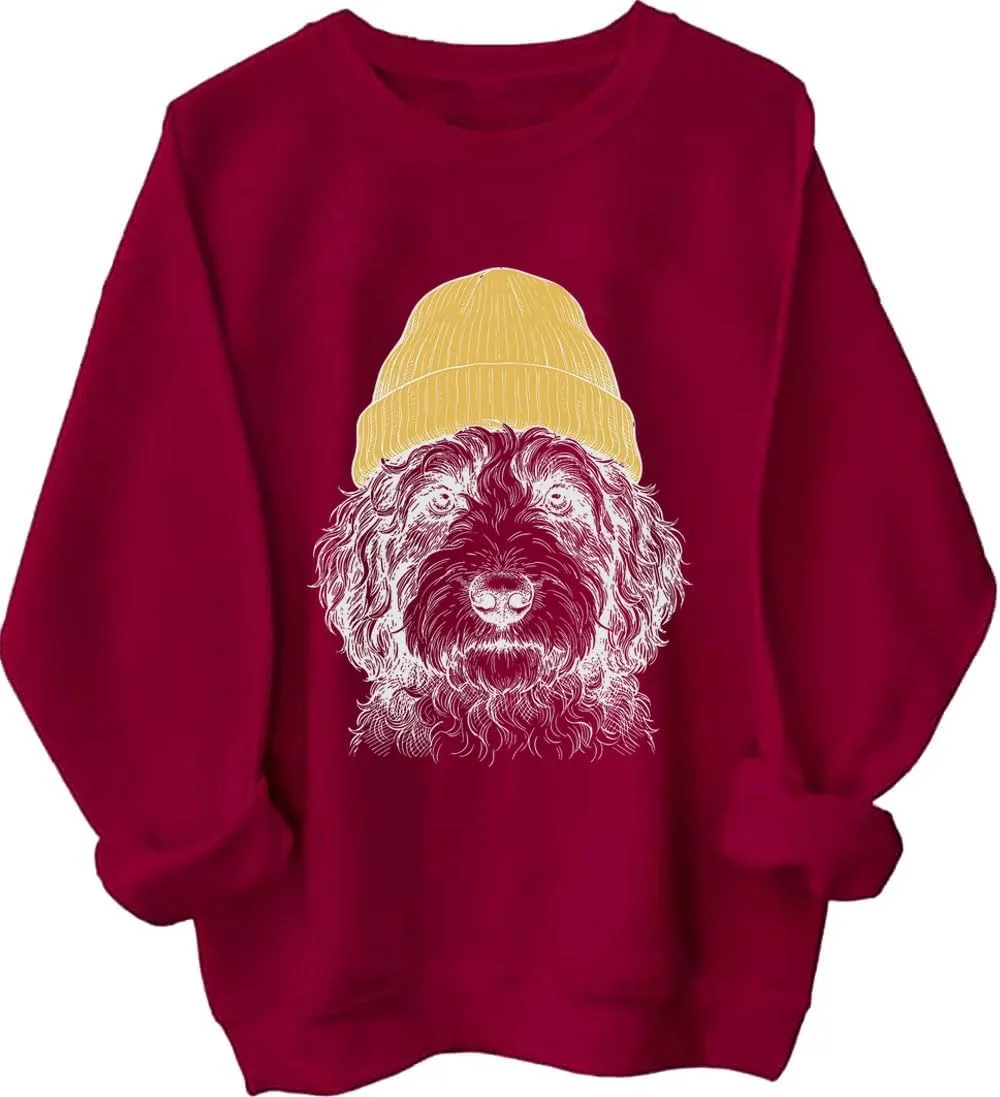 

Бернедудль в свитере с шапкой, худи с милым рисунком щенка Czbic