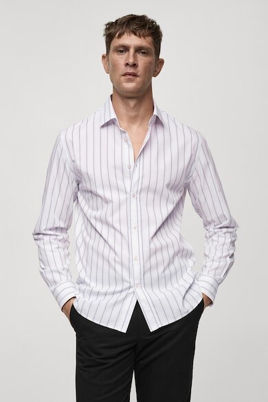 

Рубашка в полоску «Авиньон» Mango, выцветший черный, белый