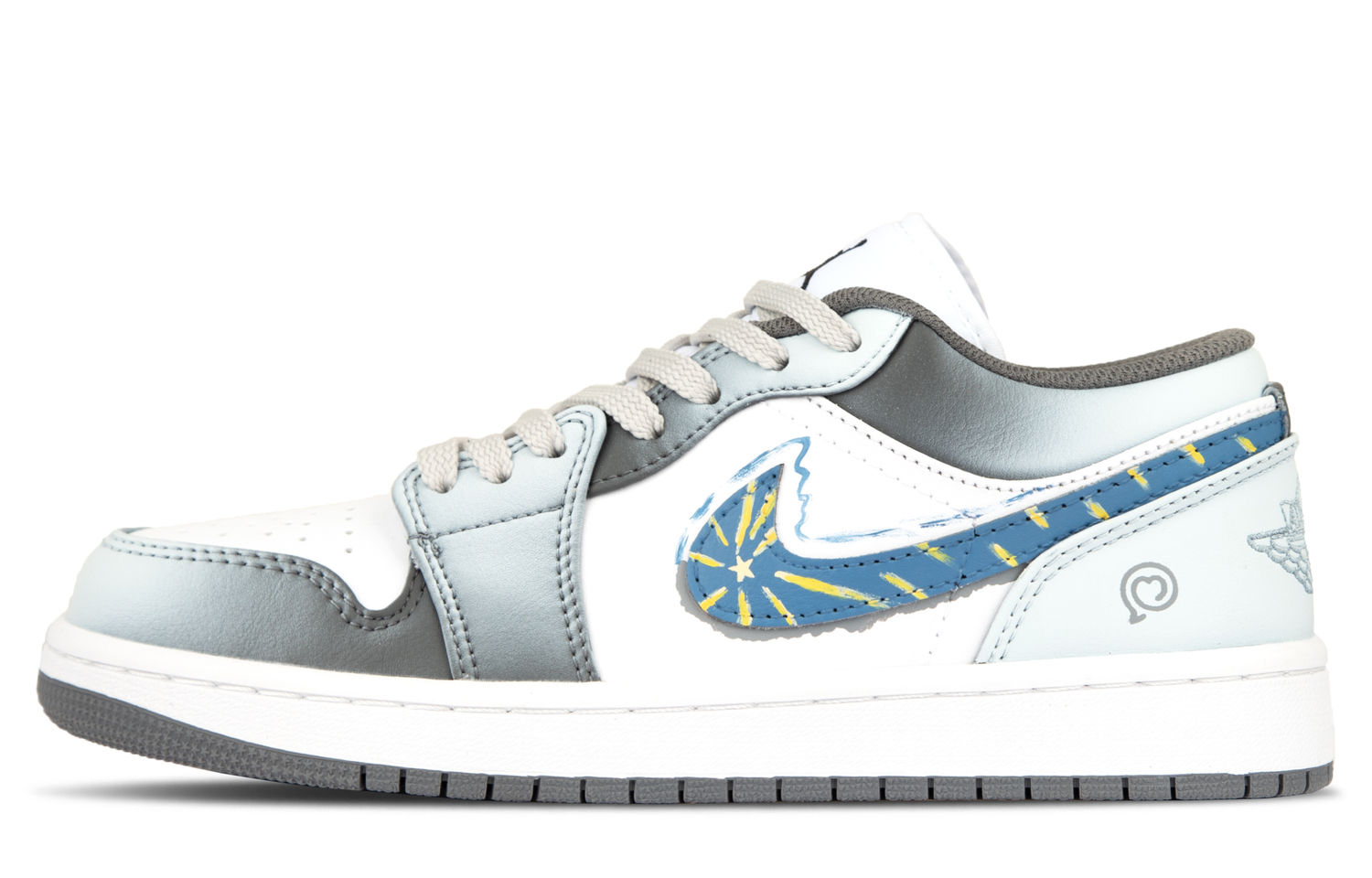 

Jordan Air 1 Leather Comfortable Cushioning Low top Vintage Basketball Shoes Unisex Silver