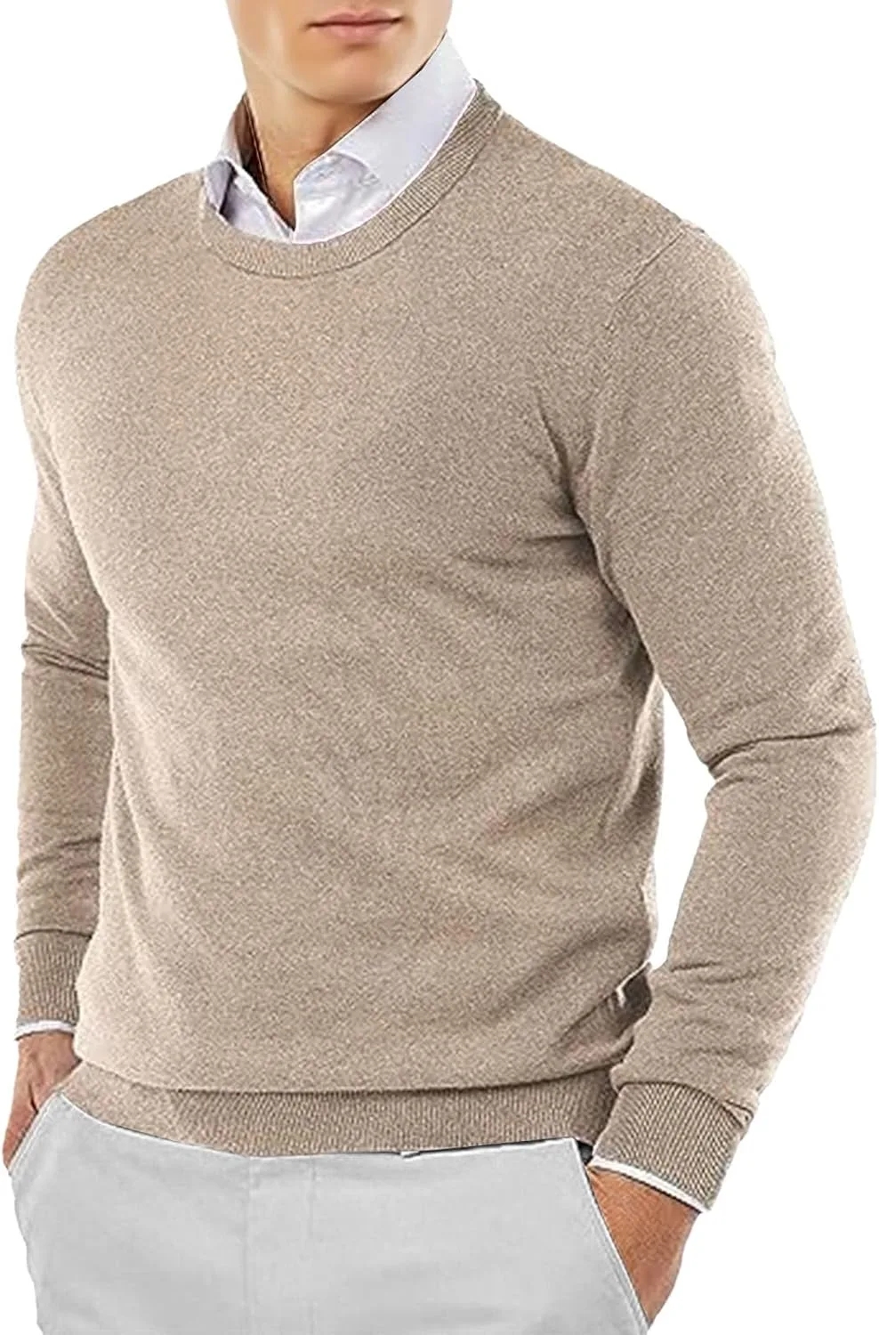 Мужской свитер Pullover Casual, вязаный, эластичный
