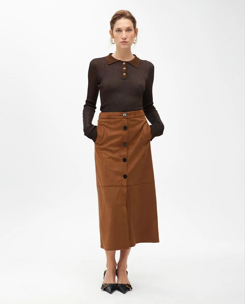 

Миди-юбка из замши Lola Casademunt, коричневый