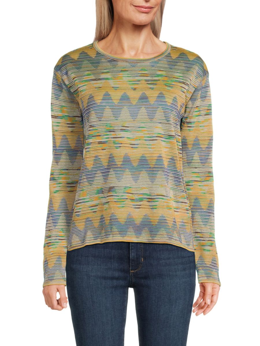 

Свитер из хлопковой смеси с шевронным узором M Missoni, синий мульти