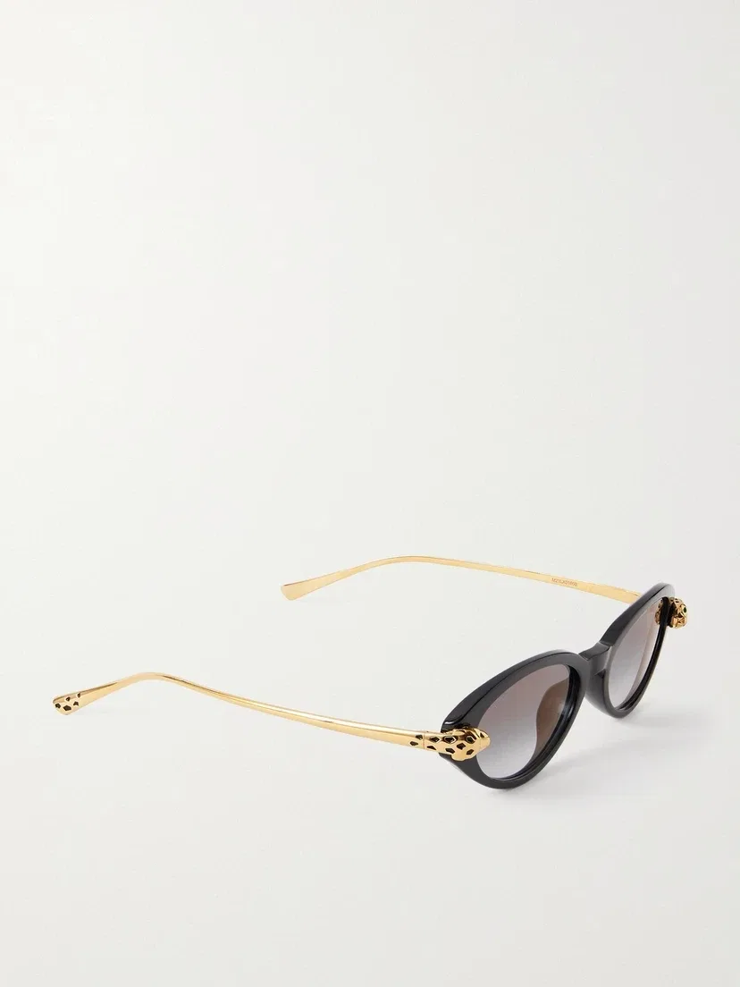 Солнцезащитные очки Panthère от Cartier с овальной оправой из ацетата и под золото Cartier Eyewear, черный — фото 3
