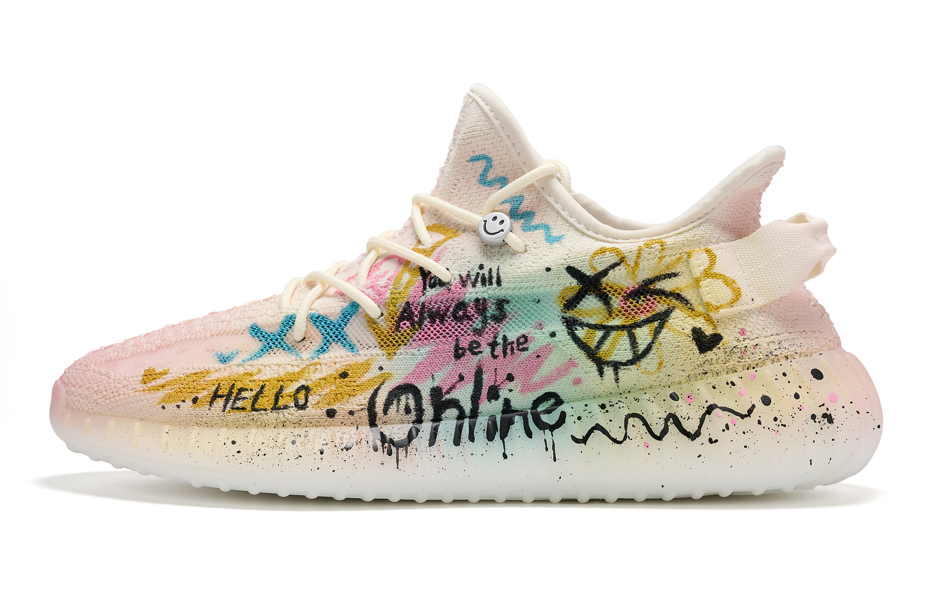 Adidas Кроссовки YEEZY BOOST 350 V2 с низким верхом, устойчивые к истиранию, белые, унисекс