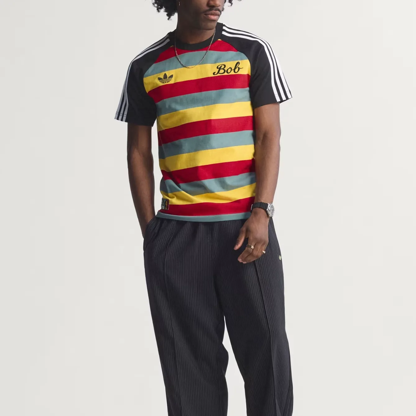 Футболка Bob Marley Originals в полоску Adidas Originals, Multicolor — фото 3