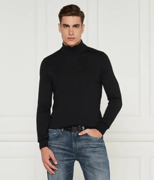 Шерстяная водолазка Avac_M regular fit Boss Orange, черный