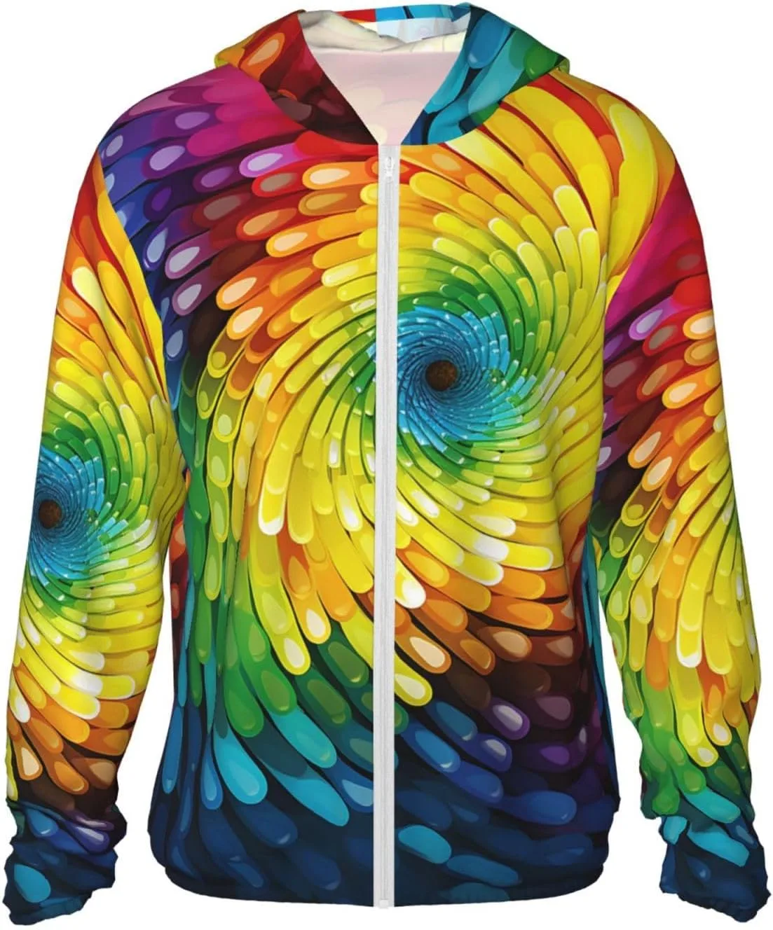 

UPF 50+ худи для защиты от солнца Rainbow Swirl, быстросохнущий HCBPWVQA
