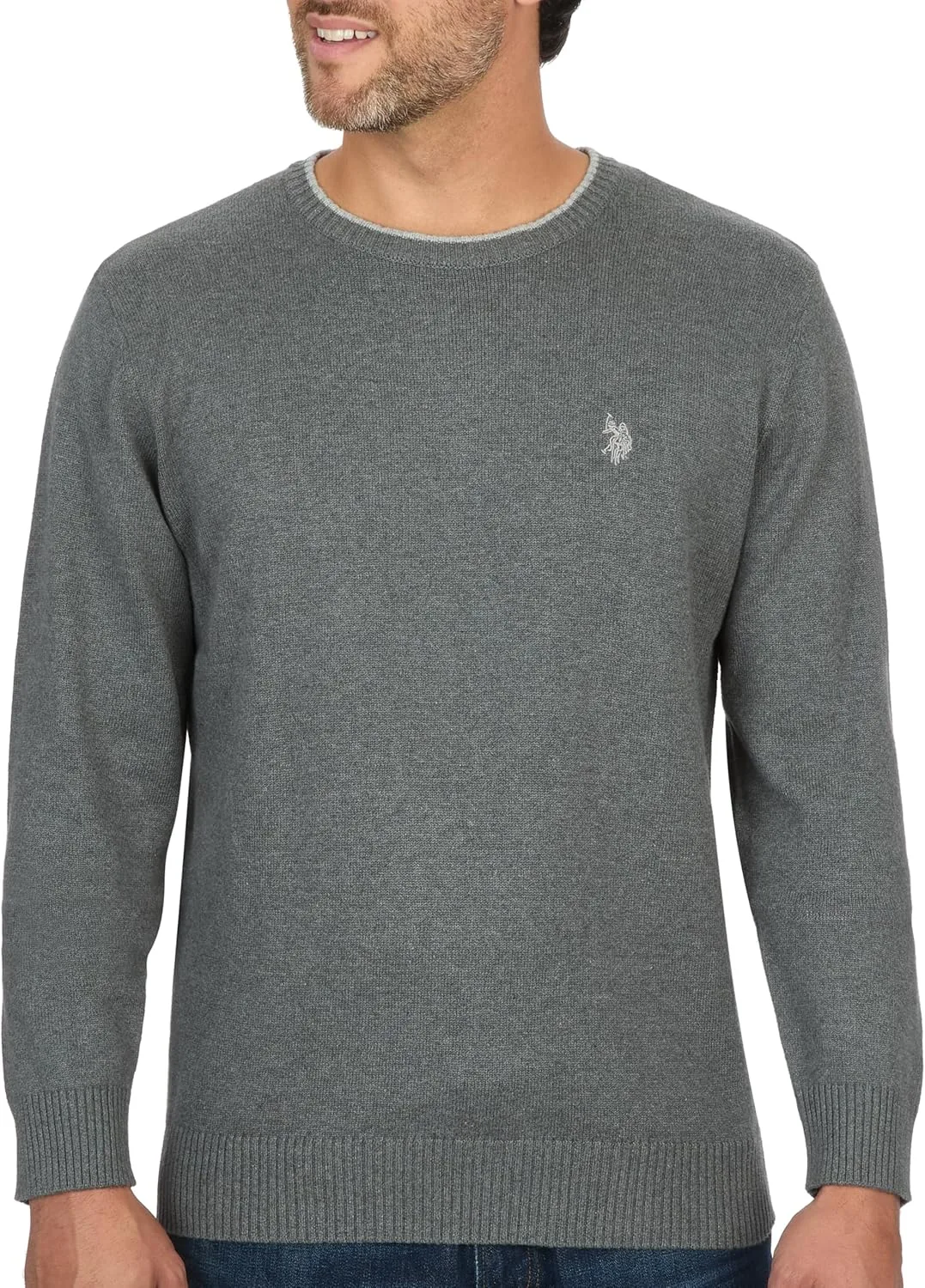 Свитер-пуловер U.S. Polo с круглым вырезом U.S. Polo Assn., Iron Heather