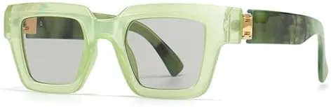 

2027 Модные квадратные солнцезащитные очки для женщин, винтажные, конфетного цвета, прозрачные, градиентные, мужские панк-солнцезащитные очки MTZJH, Green Light Gray