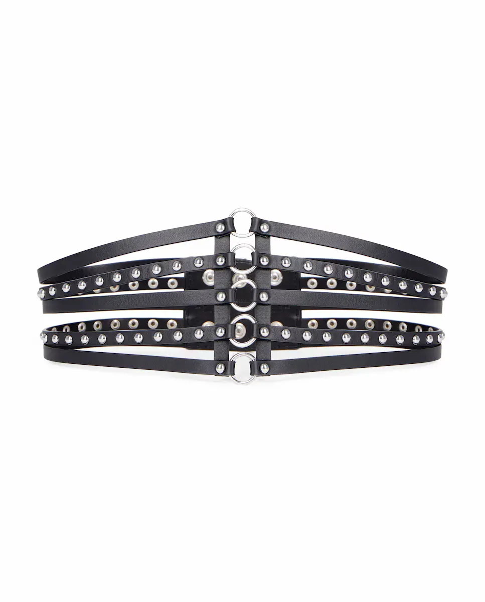 

Женский черный кожаный корсетный ремень с заклепками The Kooples