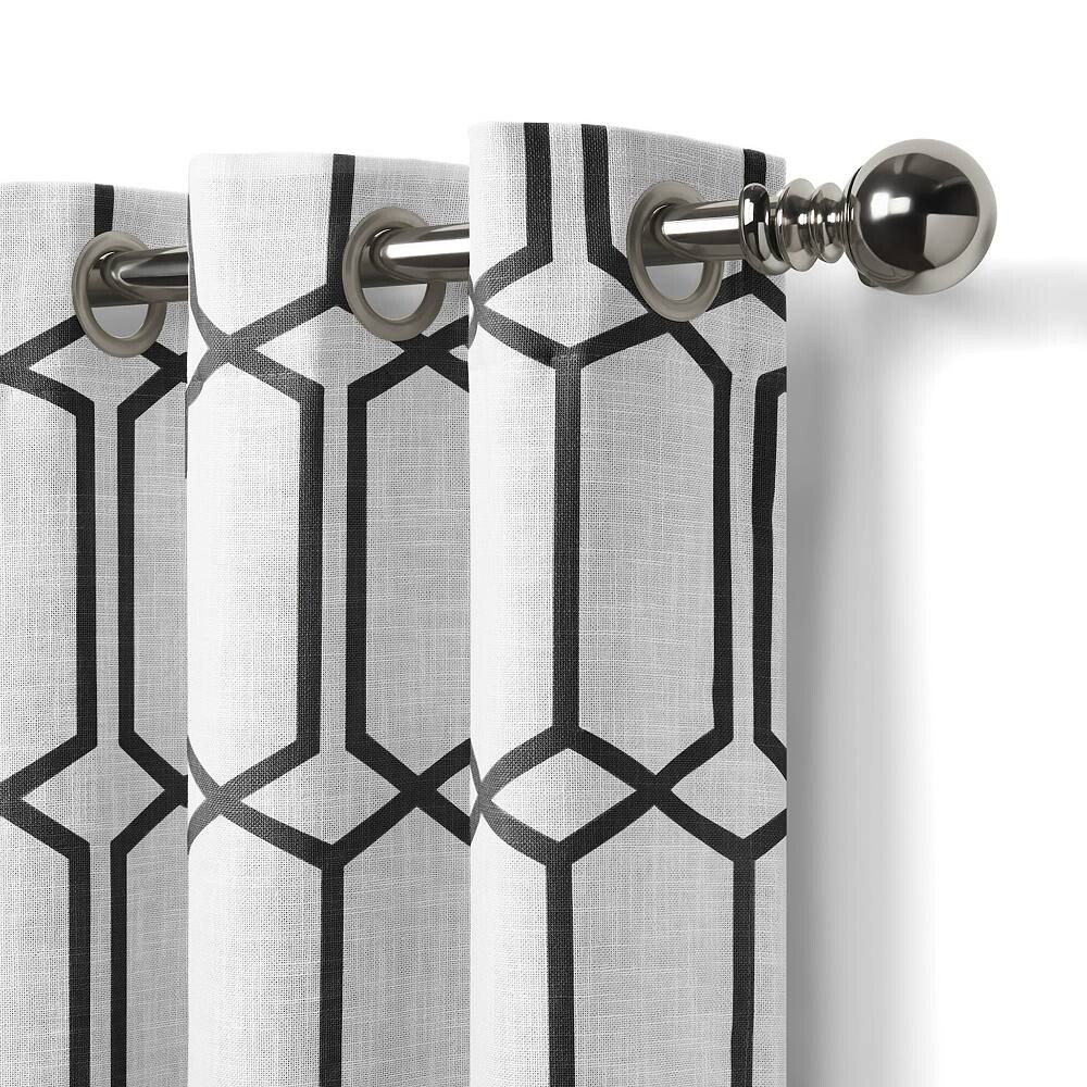 

Elrene Home Fashions Кайден Геометрическая комната Затемняющая оконная занавеска, черный