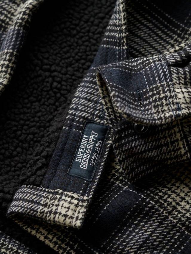 Верхняя рубашка в клетку на флисовой подкладке Superdry, цвет Over Ombre Navy — фото 3