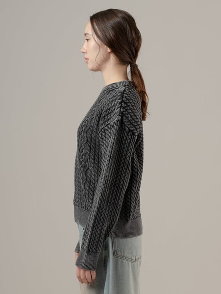 Свитер с круглым вырезом и узором "Кабель" от LEILAH Levi's, Blacks — фото 2