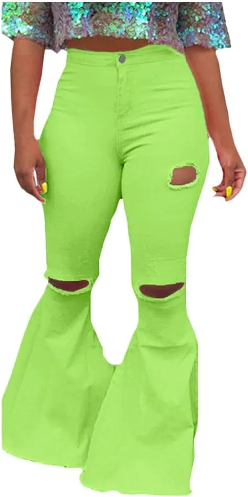 

WUAI Женские джинсы oversize скинни рваные клеш WUAI-Women