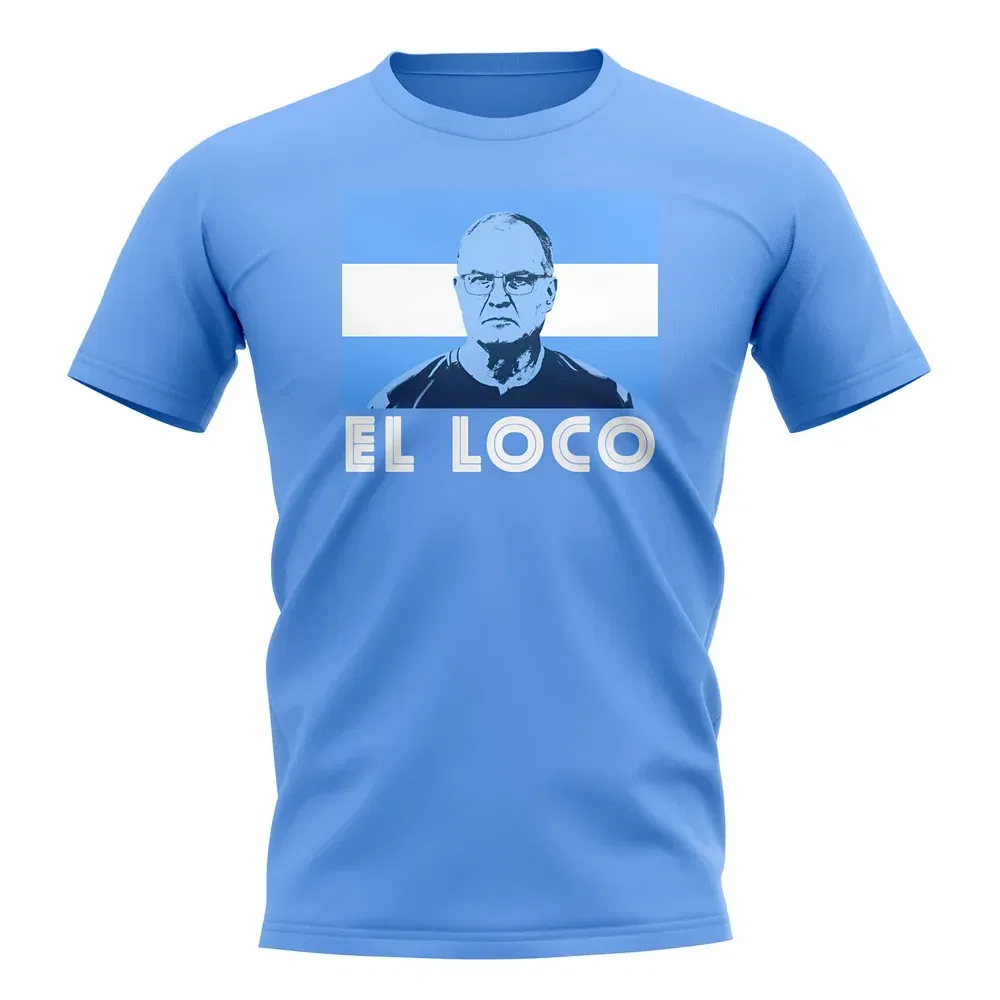 Футболка с принтом Marcelo Bielsa, Argentina, светло-голубой