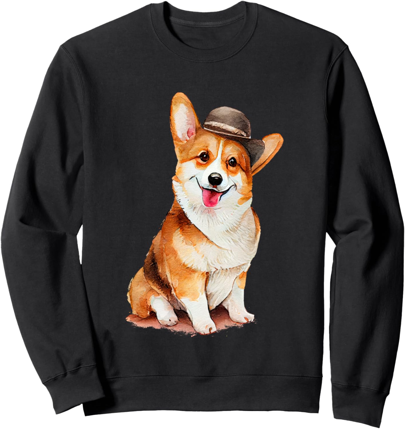 

Милый корги в шапочке, толстовка с позитивным выражением мордочки, черная Adorable Corgi With Hat Watercolor Art Style, Черный, Милый корги в шапочке, толстовка с позитивным выражением мордочки, черная Adorable Corgi With Hat Watercolor Art Style