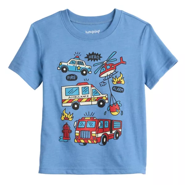 

Футболка с принтом для мальчиков с коротким рукавом Jumping Beans, цвет blue rescue